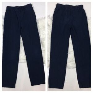 Vince blue linen blend solid trouser pants